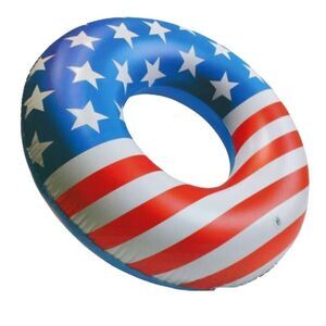 American Flag Print Inflatable Swim Inner Tube Pool Float